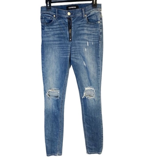 Express Denim - Women Express High Rise Distressed Ripped Stretch Ankle Legging Skinny Jeans